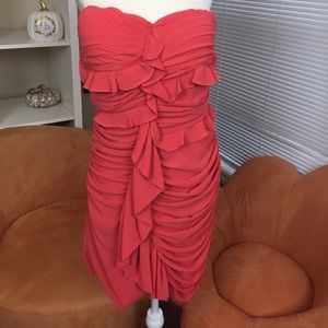 Strapless peach dress